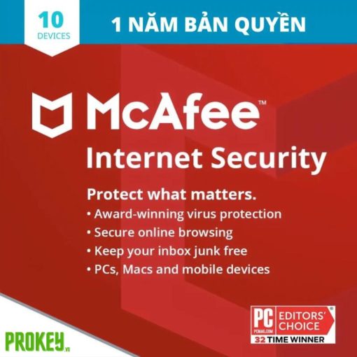 Key kích hoạt McAfee Internet Security 1 năm cho Window