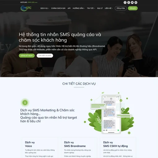 Theme wordpress dịch vụ sms