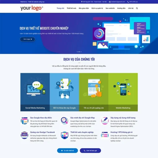 Theme wordpress công ty thiết kế web theo mẫu