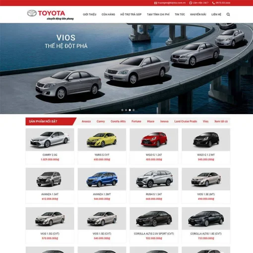 Theme wordpress bán ô tô toyota 2