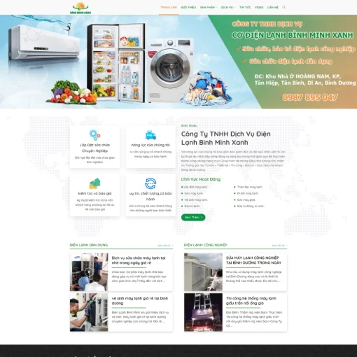 Theme wordpress dịch vụ sửa điện lạnh chạy quảng cáo