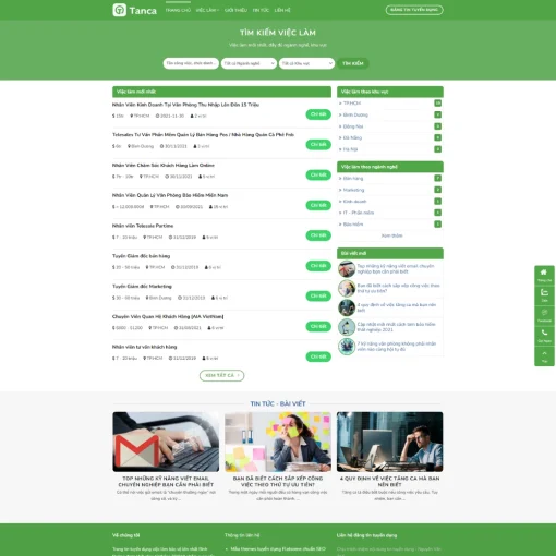 Theme wordpress tuyển dụng tanca