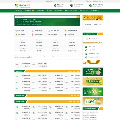 Theme wordpress bán sim số đẹp chợ sim